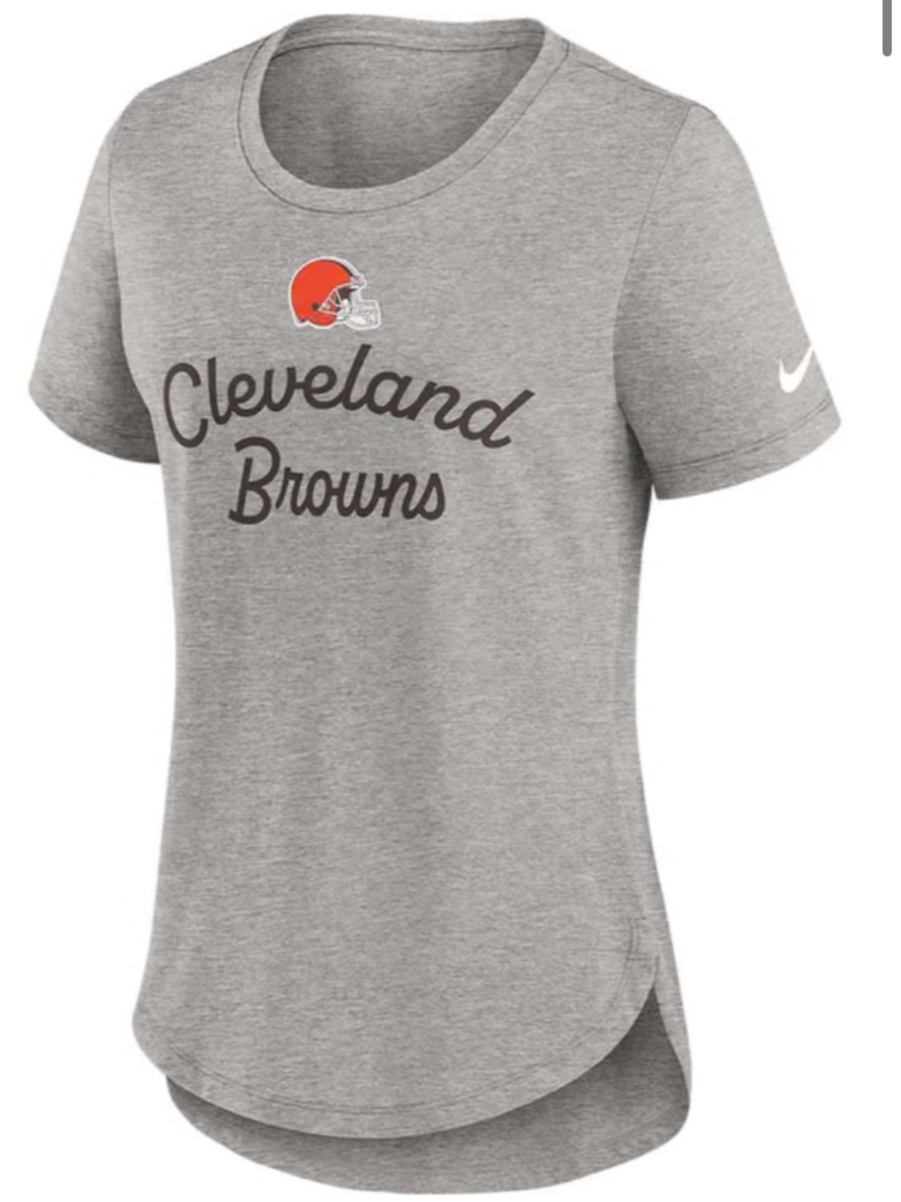 NIKE CLEVELAND BROWNS WOMENS GREY TRIBLEND SHORT SLEEVE T-SHIRT size SM new